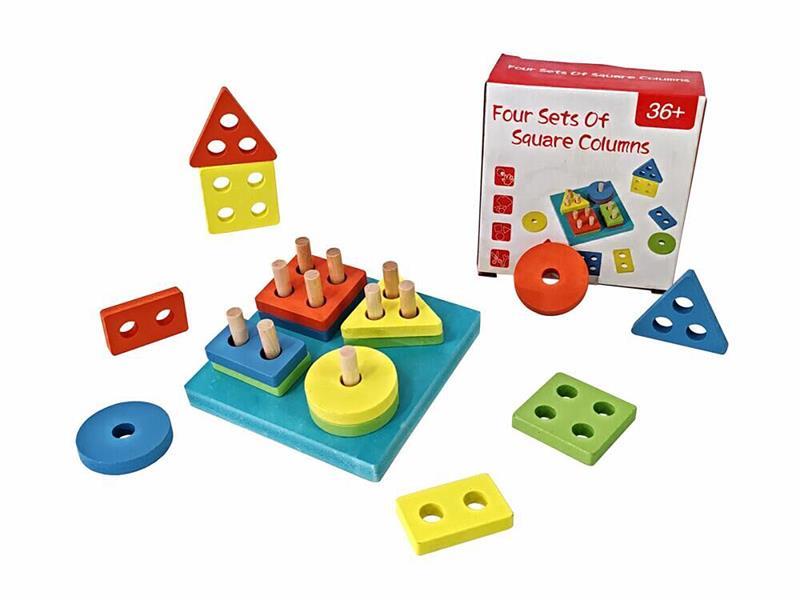 Four Set Of Square Columns Wooden Toys