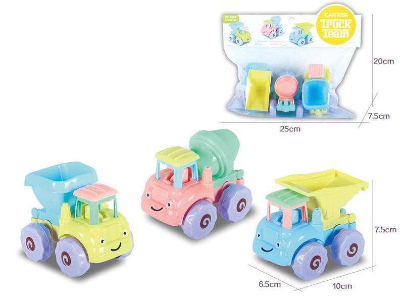 Cartoon Friction Engineering Truck 3pcs