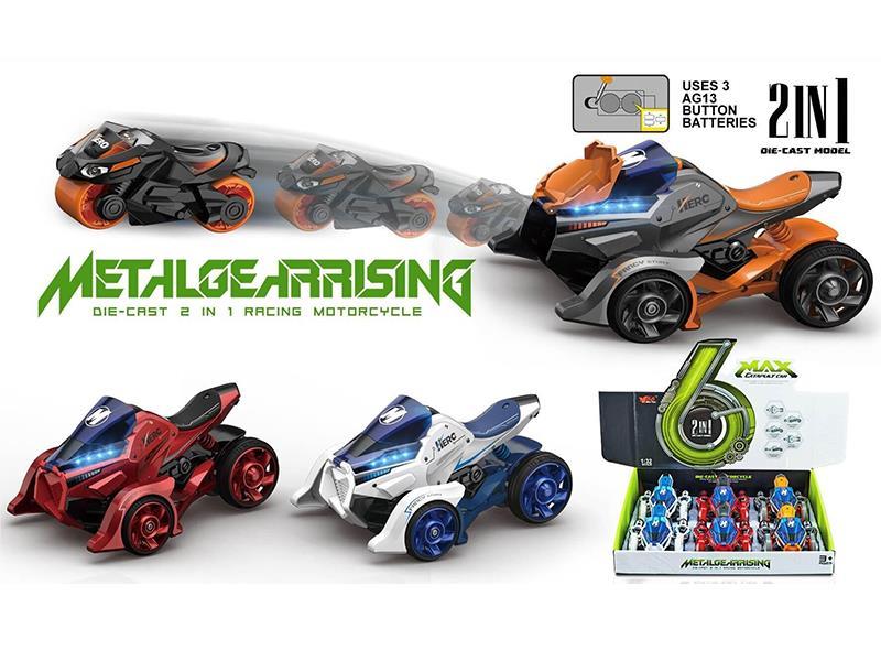 1:32 Alloy  Catapult 2 In 1 Racing Motorcycle With Lights And Music 6pcs
