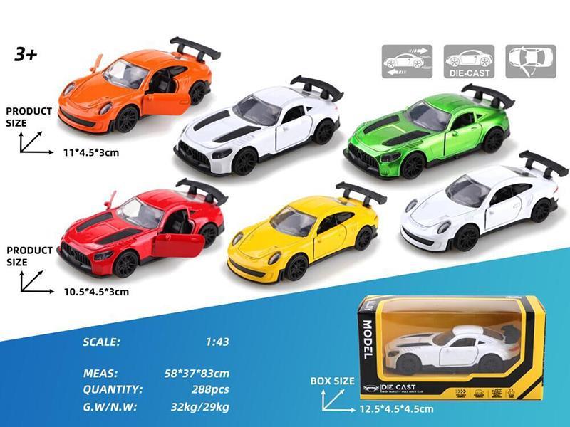 1:43 Porsche 911/BMW GT Pull Back Alloy Double-Door Car Model