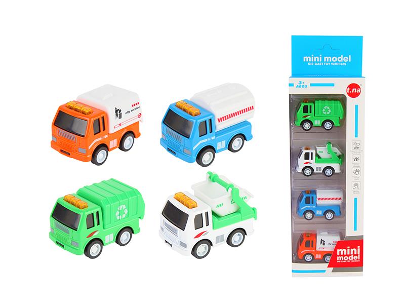 Mini Pull Back Alloy Sanitation Trucks