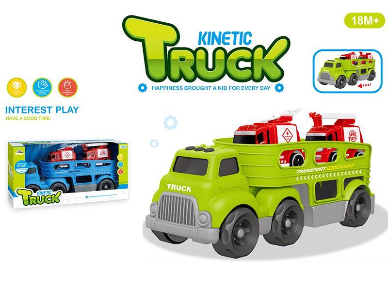 Slide Cartoon  Trailer (With 2 Friction Fire Engine)