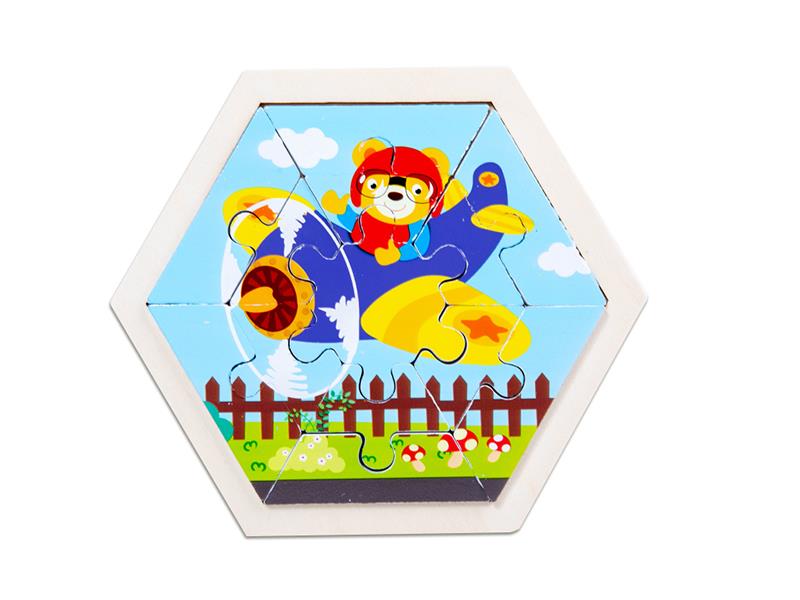 Wooden Hexagonal Puzzle - Spaceship