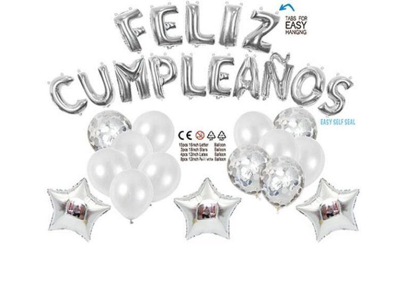 Spanish Birthday Latex Set - Silver Set