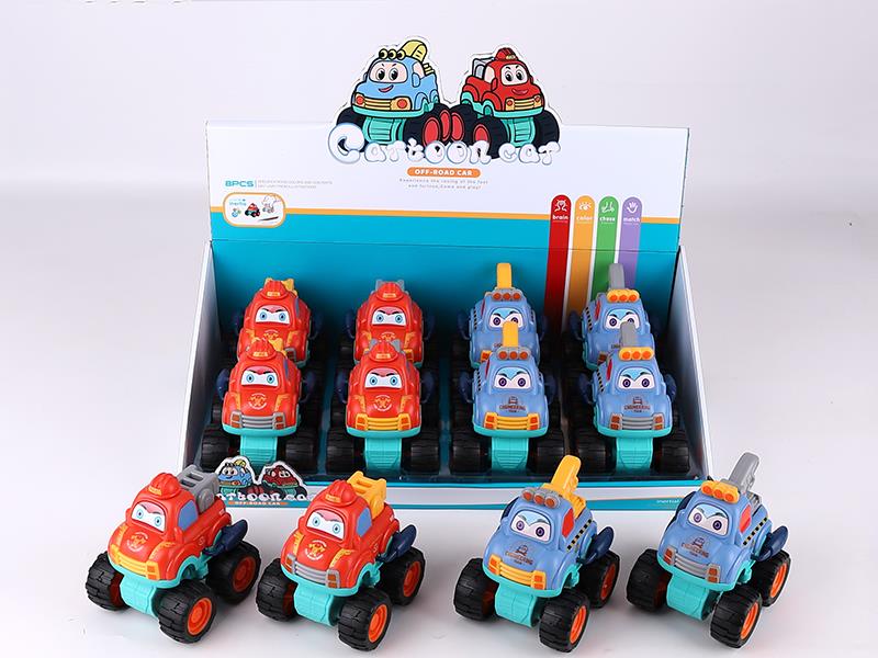 Friction Cartoon Off-Road Engineering Trucks 8pcs