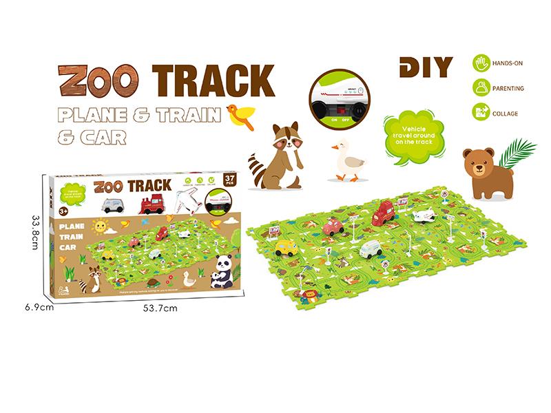 DIY Animals Theme Puzzle Track Car(37PCS)