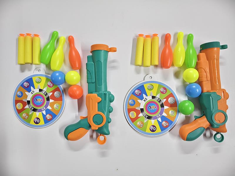 EVA Bullet & Ping Pong Ball Gun With Bowling Toy, Target