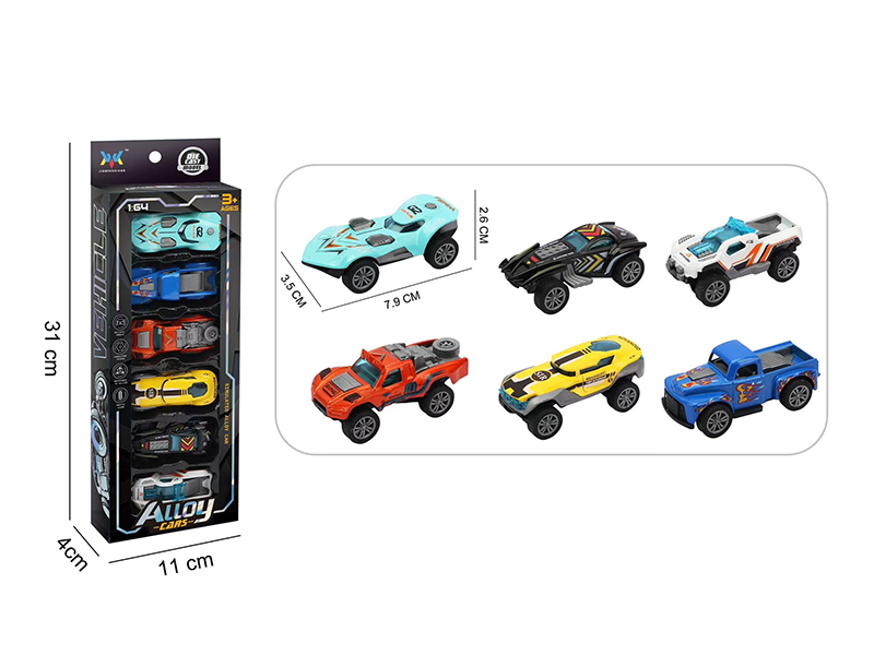 1:64 Alloy Slide Cars 6pcs