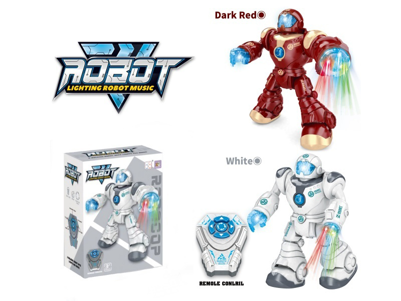 Remote-Controlled Robot, With Lights On Both Hands Of The Head, Remote Control With Four-Way Function, And Automatic Demonstration Function (Two-Color Mixed Installation).