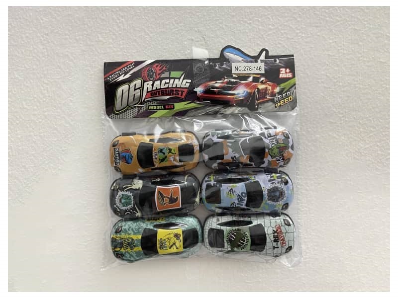 Pull Back Die-Cast Dinosaur Cart 6 Pieces
