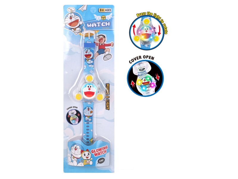 Three Heads Jingle Rotating Light Music Watch