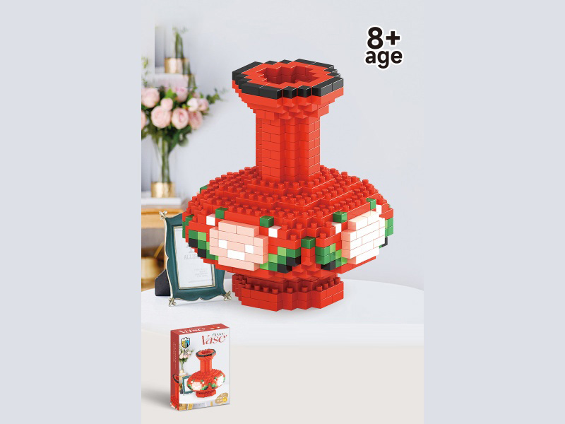 Peony Red Vase Building Block Chinese Vase Series 465 Pieces