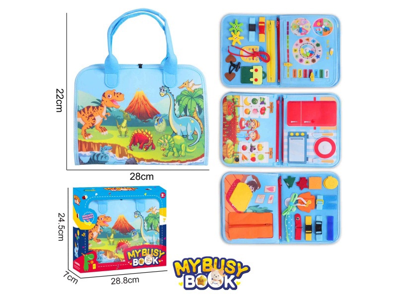 Montessori Early Childhood Education And Intelligence Development - 4-Page Blue Fruit Farmer'S Busy Edition With Felt