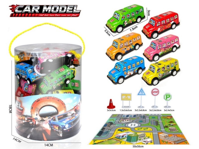 Pull Back Iron School Bus Set