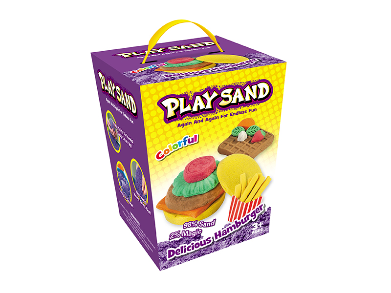 Delicious Hamburger Space Soil Play Set(908g Sand/4 Colors + Hamburger Accessorie Tools)