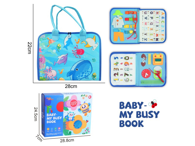 Montessori Early Childhood Education And Intelligence Development - Felt Blue 3 Pages Light Blue Ocean World With Velcro