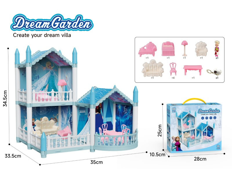 Diy House House Villa With Ice And Snow Theme 3-Bedroom