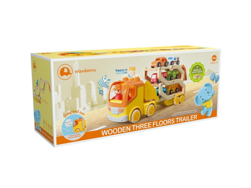 Wooden Three-Layer Trailer With Music And Lights