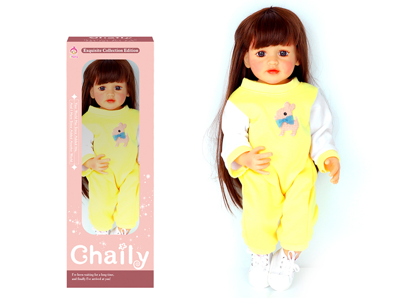 55CM Soft Glue Reborn Baby Doll(Machine Hair Transplant)With Diaper, Birth Card