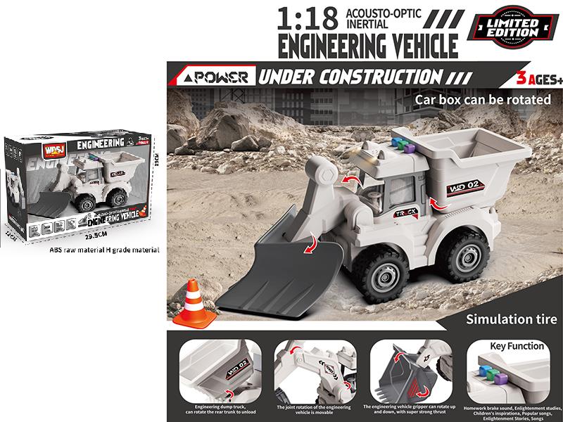 1:18 Friction Engineering Truck With Sound And Lights - Snowplow