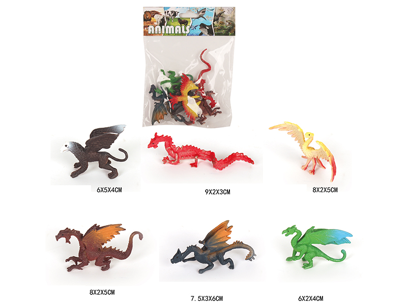 Solid Mini Magic Dragon Set 6pcs