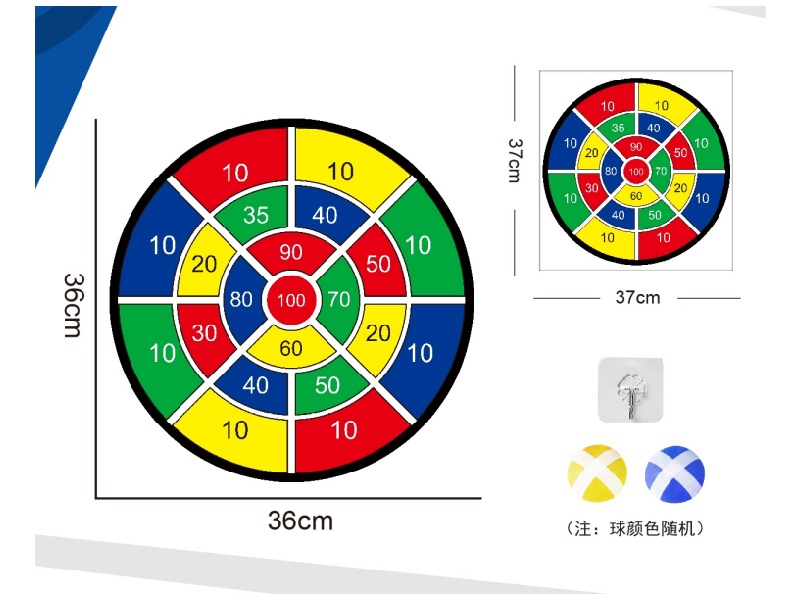 Digital Dartboard Adhesive Ball Fabric Target 36Cm (Patterns Can Be Customized) 2 Balls 1 Hook