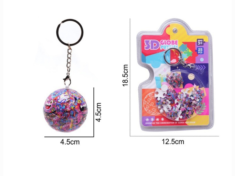 Devil Cat 3D Spherical Stereoscopic Puzzle Keychain (25 Pieces)