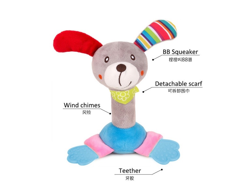 Vocal Puppy Baby Teething Kit Plush Hand Crank
