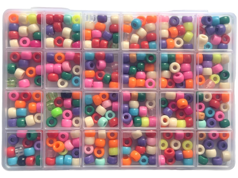 24-Grid Diy Beaded Box, High-Quality Acrylic Small Horse Beads Mixed Color Beaded Friendship Bracelet, Braided Rope Braiding Hair (With Beaded Rope)