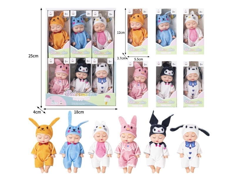 4-Inch Solid Sleeping Doll (6-Piece Set)