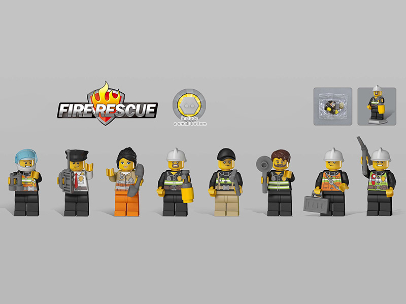 Fire Protection Series Characters Small Particle Building Blocks Doll