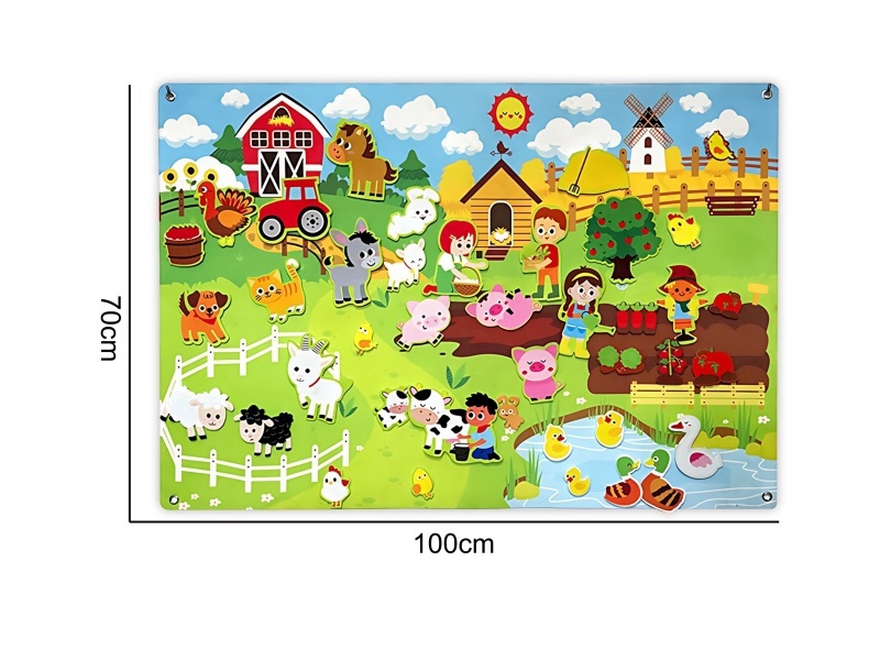 Montessori Early Childhood Education And Intelligence Development - Felt Farm Wall-Mounted Storyboard