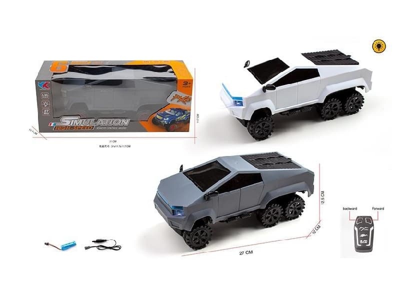 1:16 2CH R/C Six Wheeled Tesla Car  With  Light