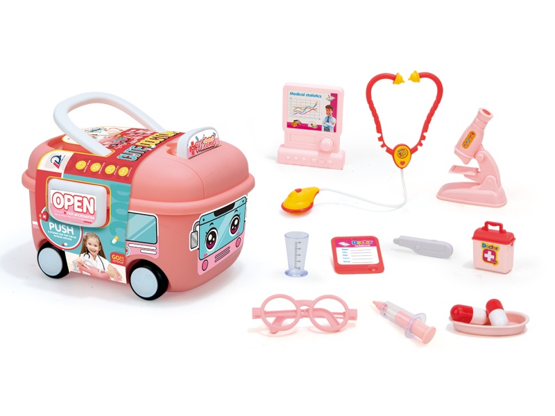 Play House Portable Storage Cart 2-In-1 Girl Doctor Set