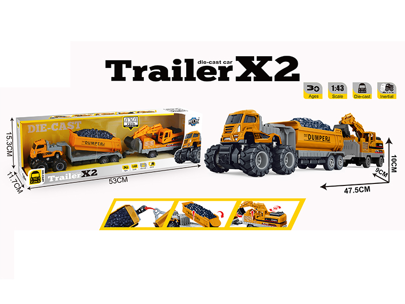4WD Friction Alloy Double Engineering Trailer