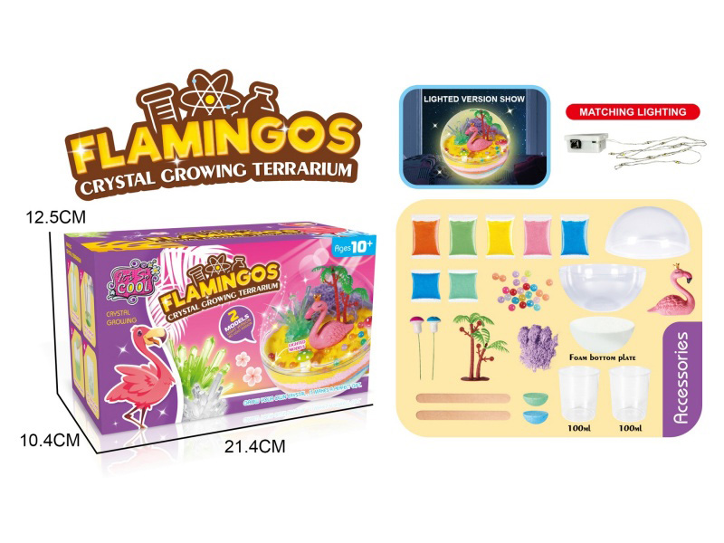 Diy Growth Crystal Ornaments With Night Light- Flamingo