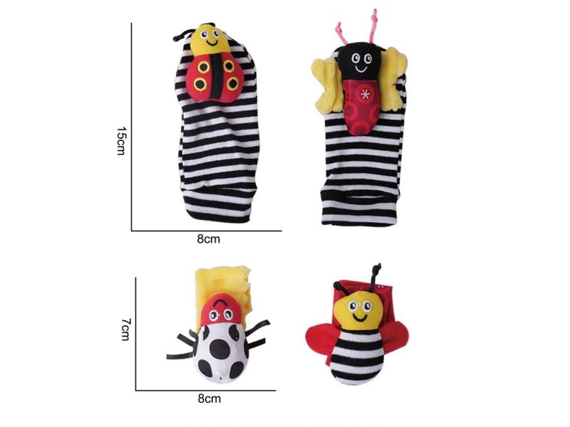 A Four-Piece Set Of Plush Toys With Colorful Bees
