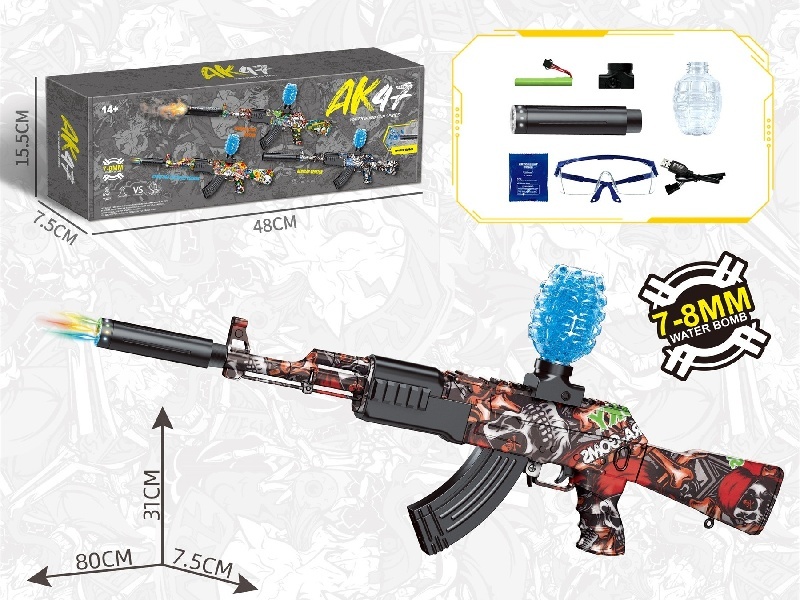 Big Ak47 Water Bomb Gun Pirate Red Skull (Colorful Light)