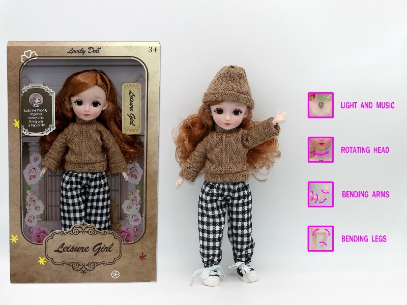 12-Inch 3D Simulation Eye 15-Joint Real-Life Music And Light Barbie Doll