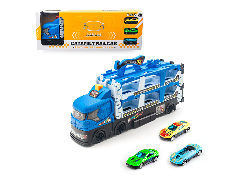 Catapult Track Double-Decker Container Truck With 3 Alloy Cars