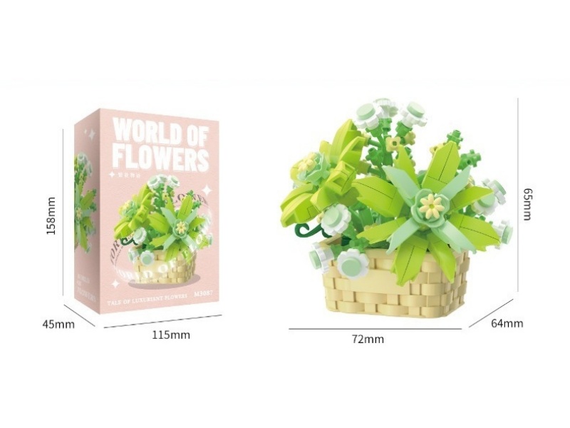Building Blocks: 206 Pcs Of Green Lily Flower Baskets