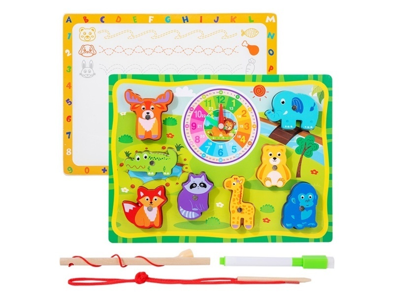 Wooden Fishing Beaded Clock Drawing Board