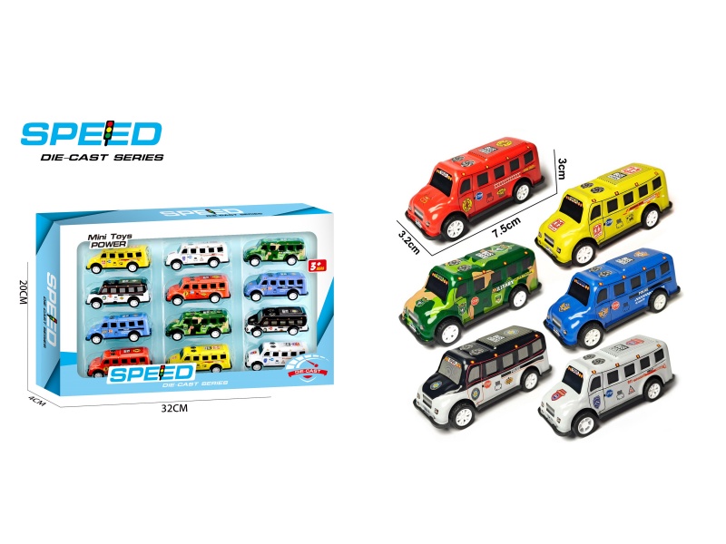 Pull Back Iron Bus 12pcs