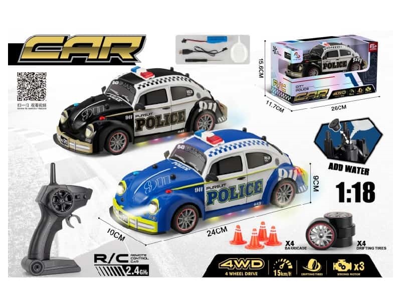 2.4G Four-Wheel Drive Drift  Beatles Police Radio Control  Radio Control  Car With Spray