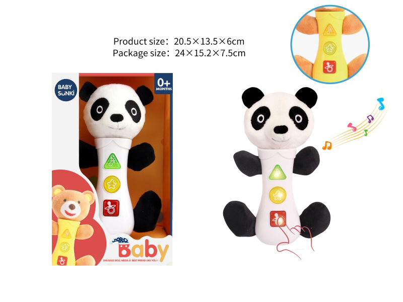 Plush Panda Baby Rattle With Light And Music
