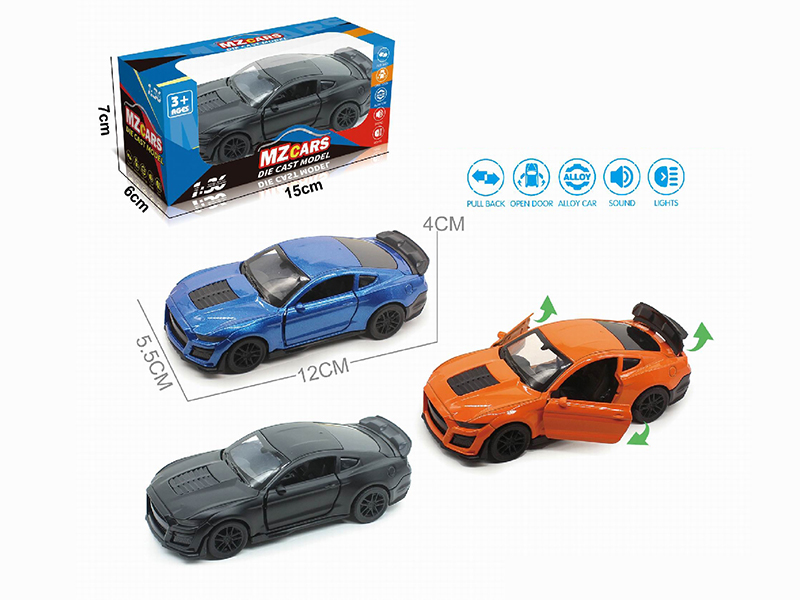 1:36 Pull Back Alloy Sports Car(3 Doors Can Open)(With Sound And Lights)