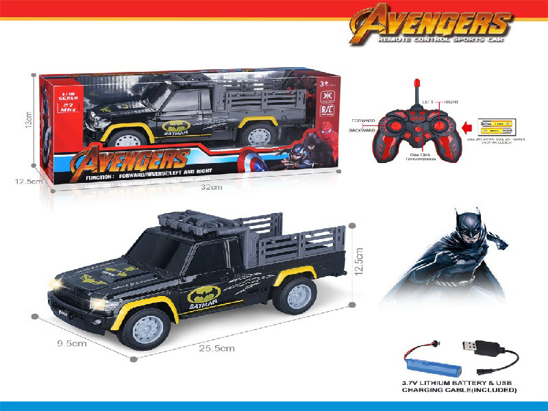 27Mhz 1:18 Five-Way With Front Headlights One-Click Demonstration Uv Printing Batman Pickup Remote Control Vehicle (Including Electricity)