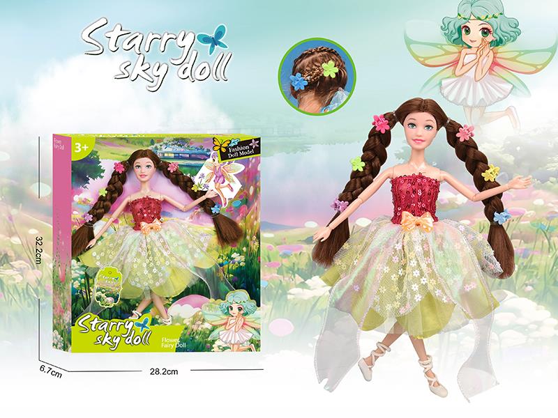 11.5 Inch 11-Joints Flower Fairy Doll With 6 Hair Clips,