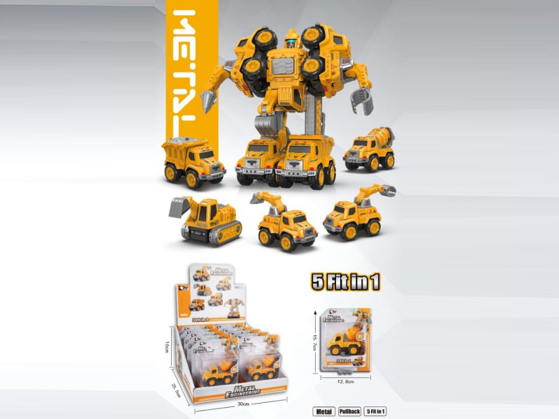 Alloy Fire Brigade, Alloy Fire Rebound Vehicle, Five-In-One Alloy Robot (10Pcs)
