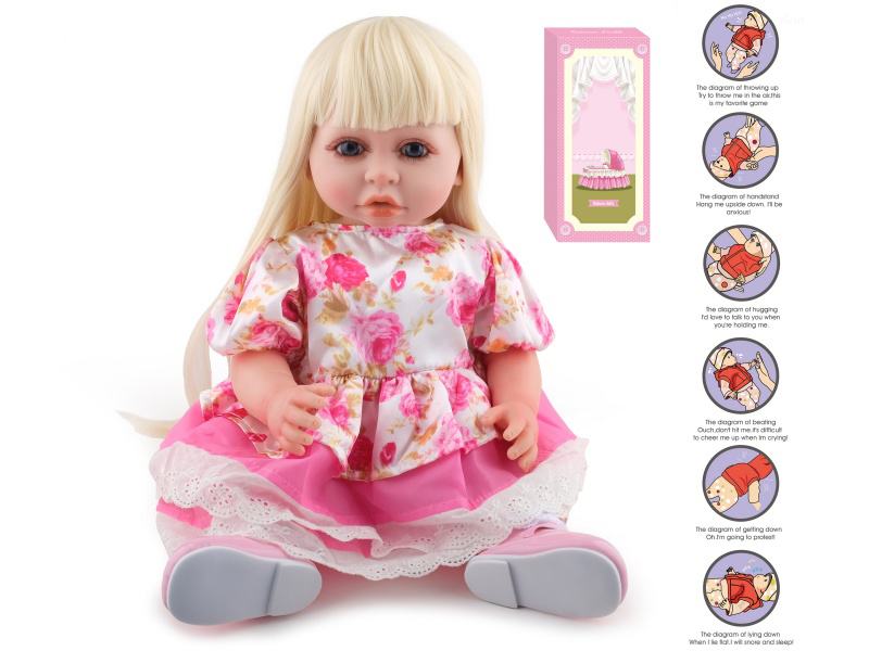 55cm Soft Plastic Reborn Doll(Wig Sheath) With Feeding-Bottle, Magnetic Pacifier, Diaper, Birth Card, With Gravity-Sensing Sound-Emitting Function